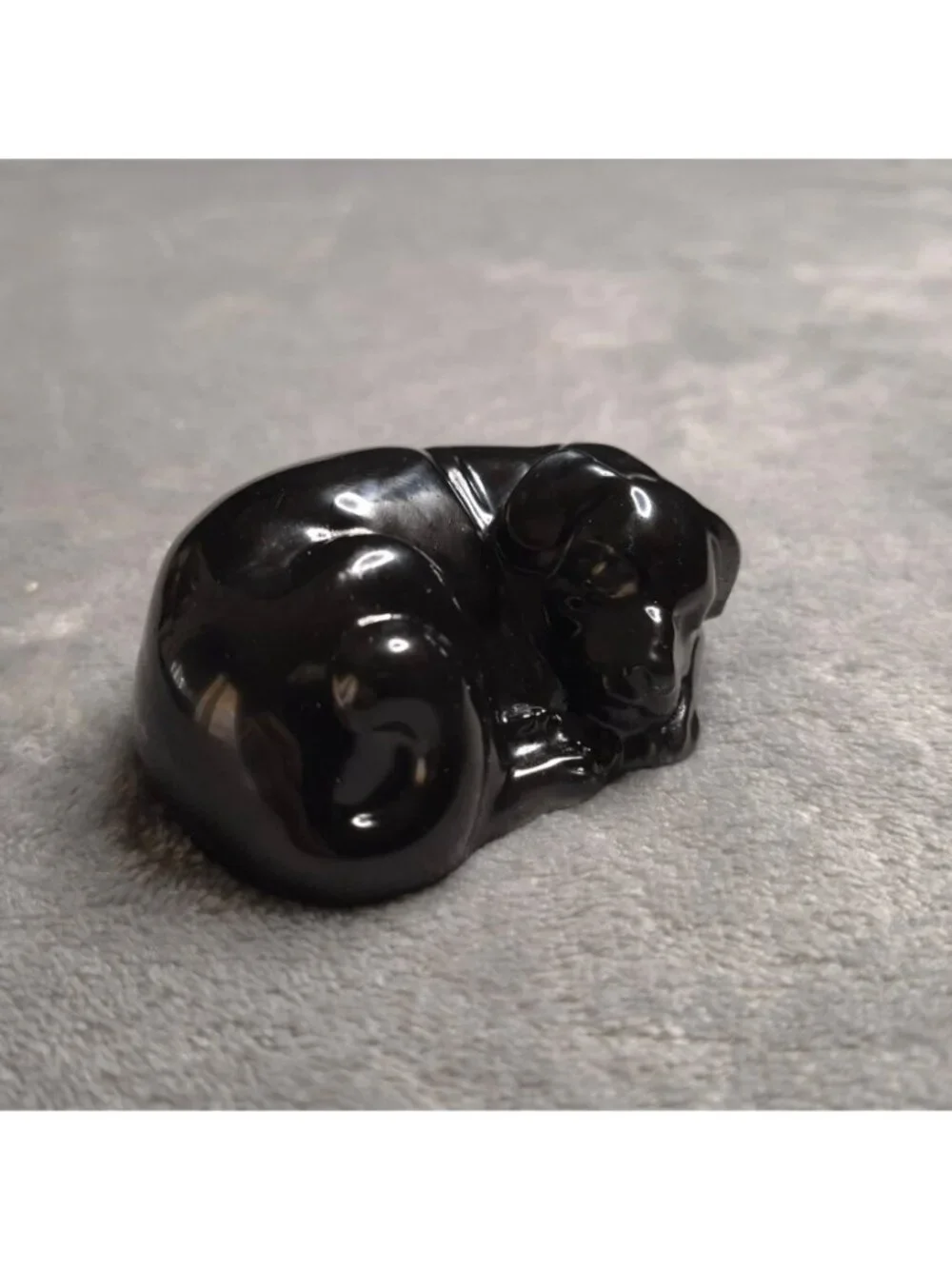 Handmade Resin Sleeping Black Dog Small Figurine 3 in long Gift Dog Lover